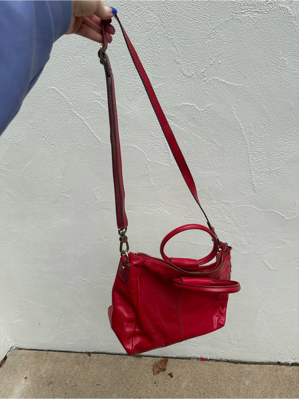 HOBO Sheila Medium Satchel Red Leather Hibiscus Tote Handbag - Picture 11 of 11